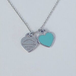 Tiffany Blue Double Heart Tag Pendant